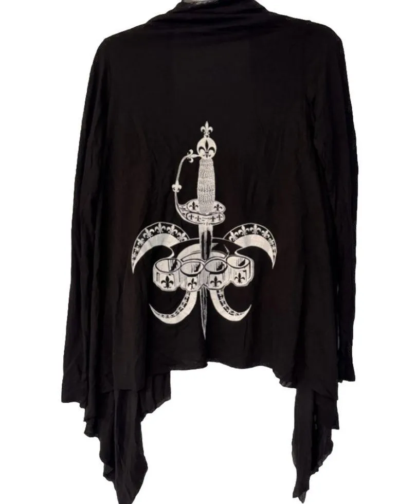 Lauren Moshi Sword & Brass Kuckles Women’s Black Cardigan Size Small - Image 2