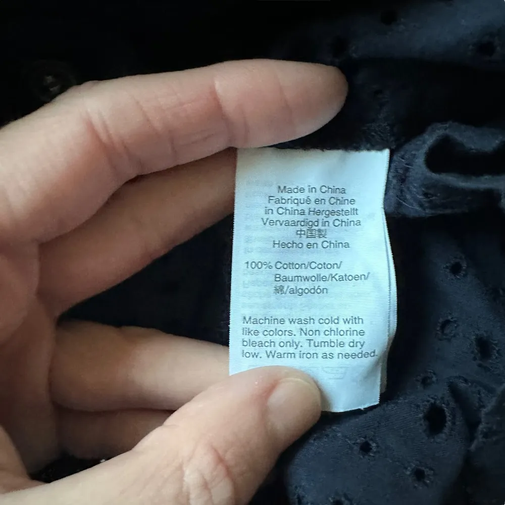 Madewell Eyelet Seamed Button-Down Shirt Navy Blue - Image 7