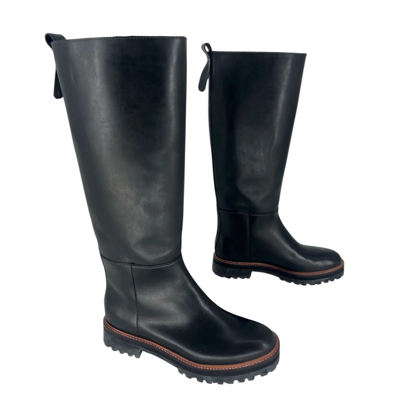 Reformation Kata Black Leather Knee High Bucket Boot - Image 7