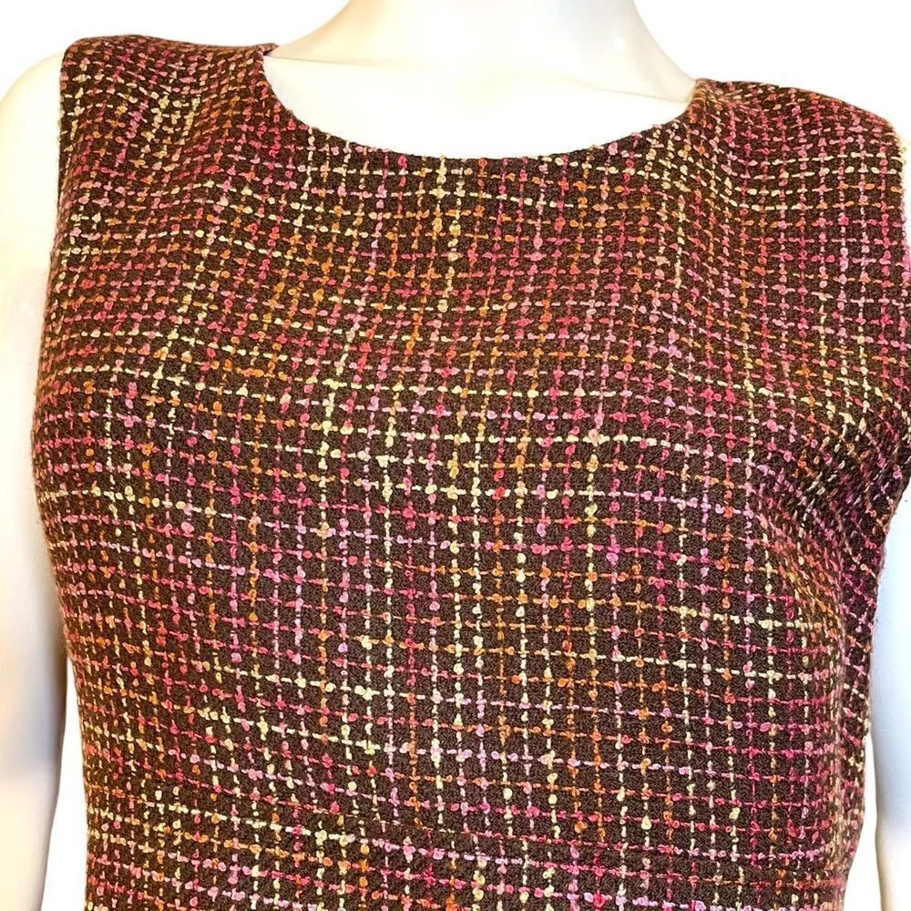 Talbots Plaid Tweed Sleeveless Dress Jumper Size 12 Petite - Image 11