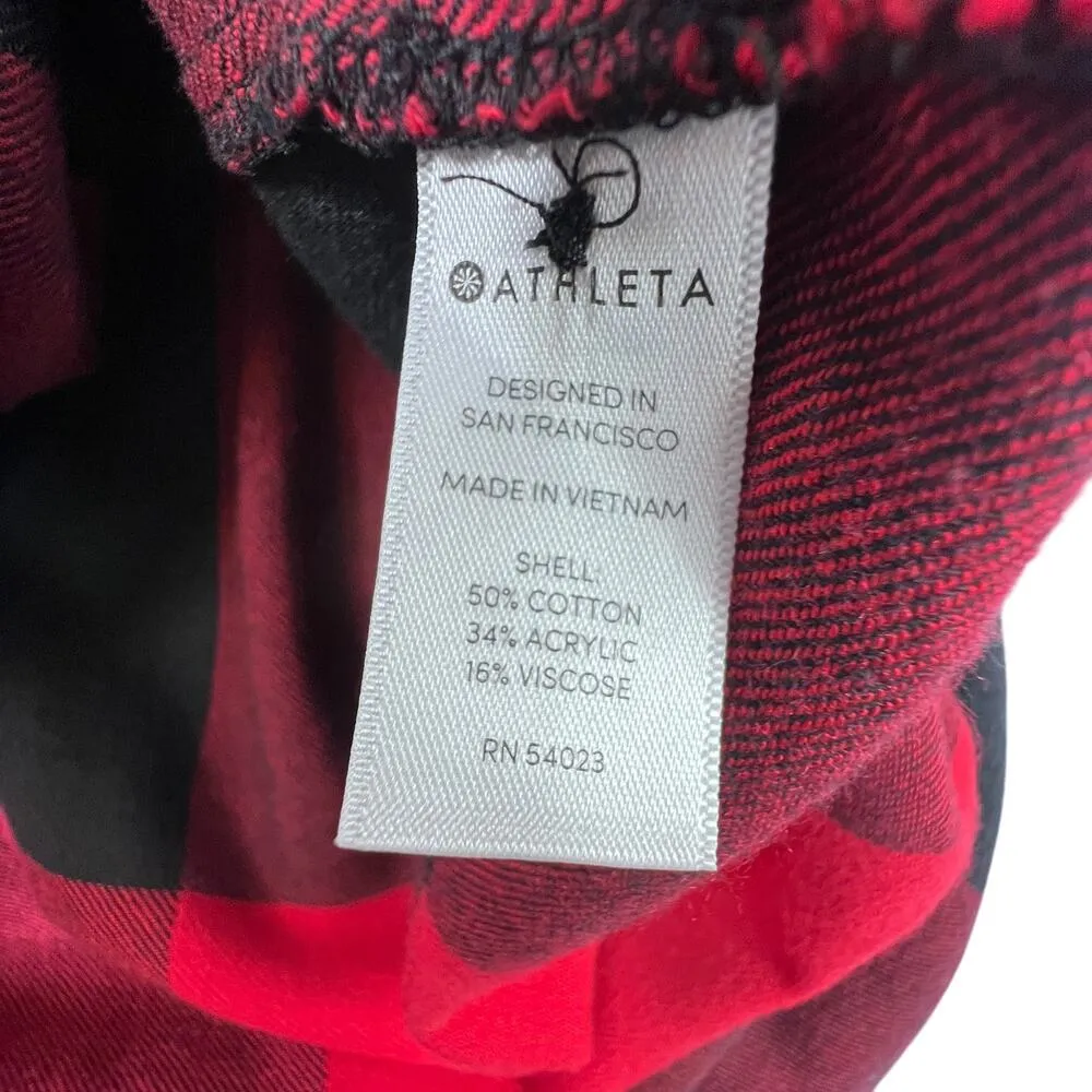 Athleta Heat Gen 2.0 Button Down Flannel Top Long Sleeve Buffalo Plaid Red  XS - Image 11
