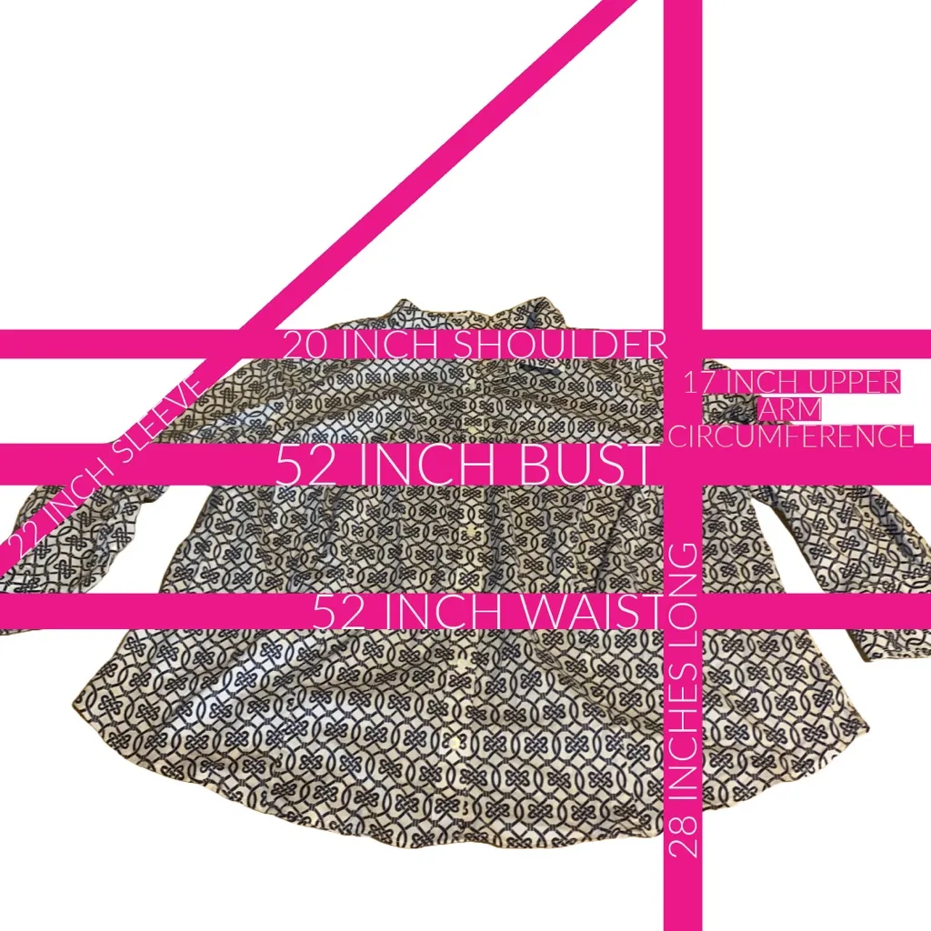 TALBOTS BLUE & WHITE CELTIC LATTICE COTTON BUTTON DOWN TOP (24W) - Image 10