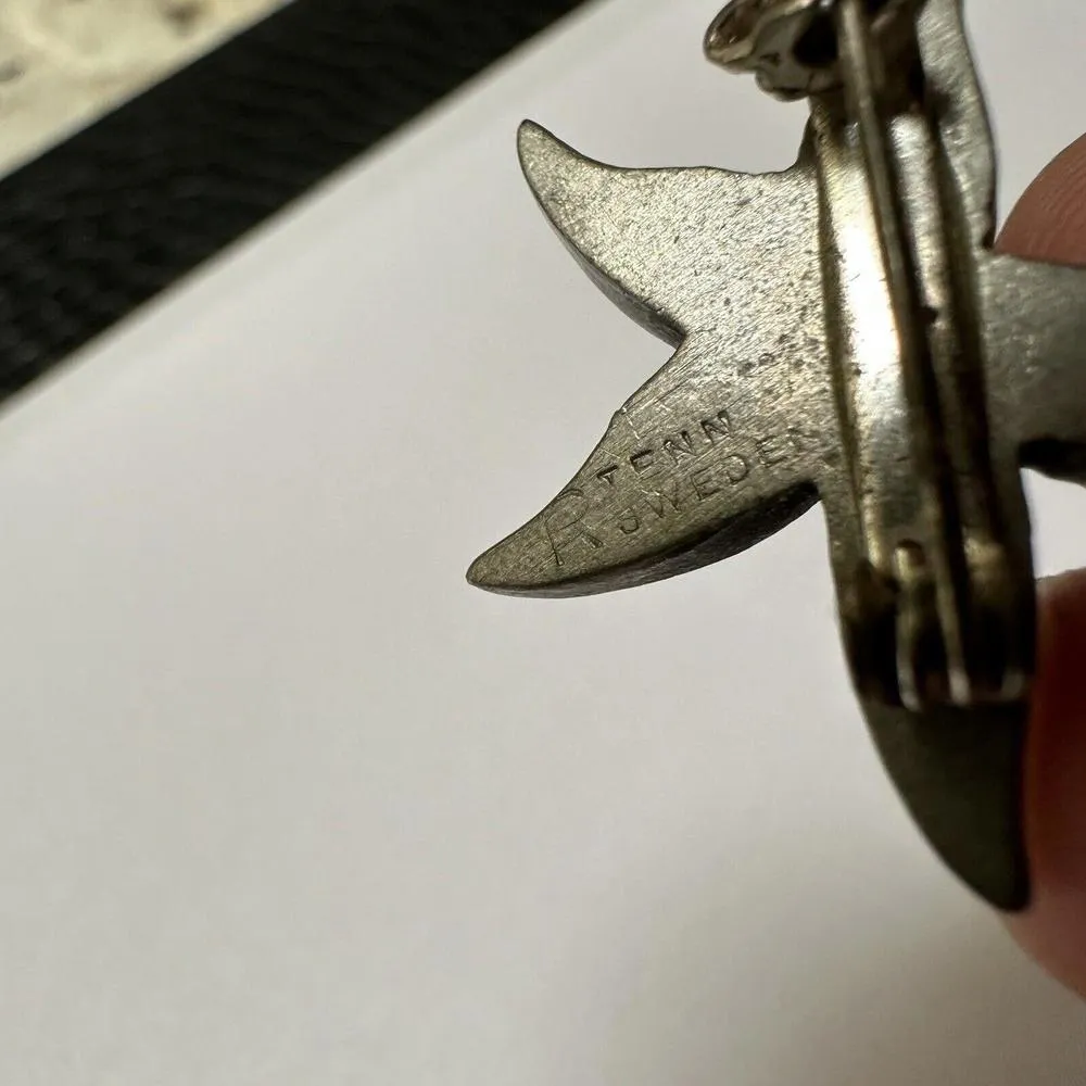 Signed Tenn Sweden Brooch Pin Pewter Silver Tone Marine Starfish - Image 5