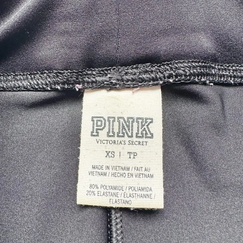 🔃Victoria's Secret PINK Shiny Black Mid Rise Stretch Yoga Leggings - Image 8