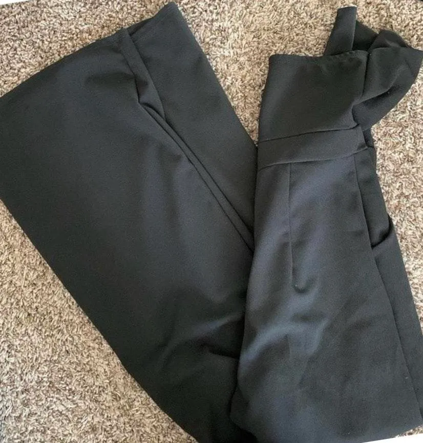 Wide Leg Black Strapless Jumpsuit - Image 2