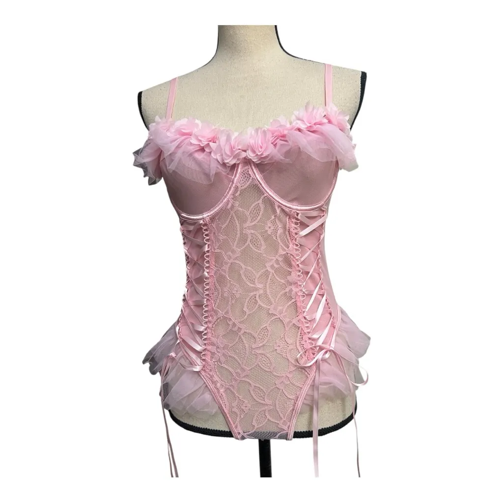 Womens Pink Sexy Bodysuit Lingerie Size M Size M - Image 6