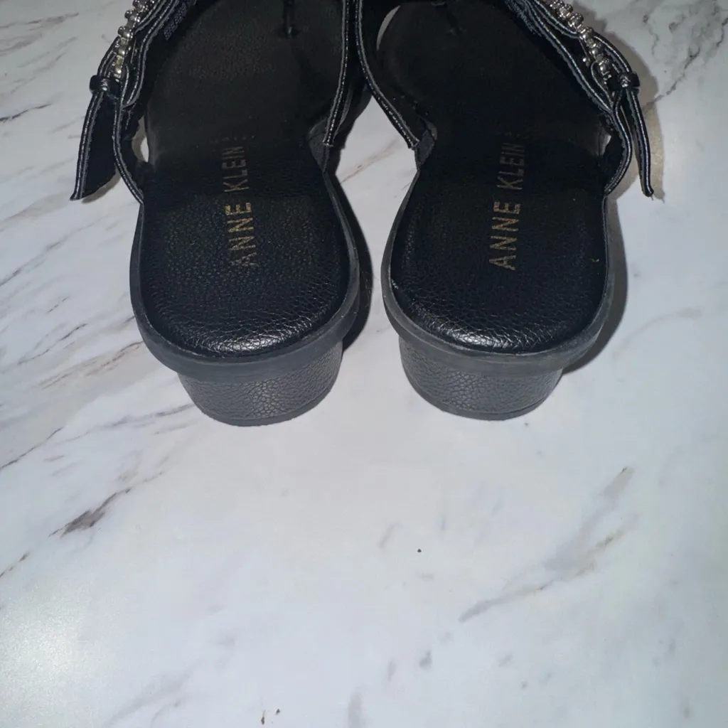 Anne Klein Black Sandals with Silver Buckle - Image 4