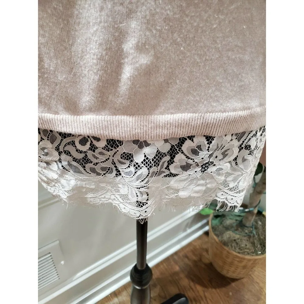 Adrianna Papell Women's Pink Rayon Round Neck Long Sleeve Sweater Top Size Small - Image 6