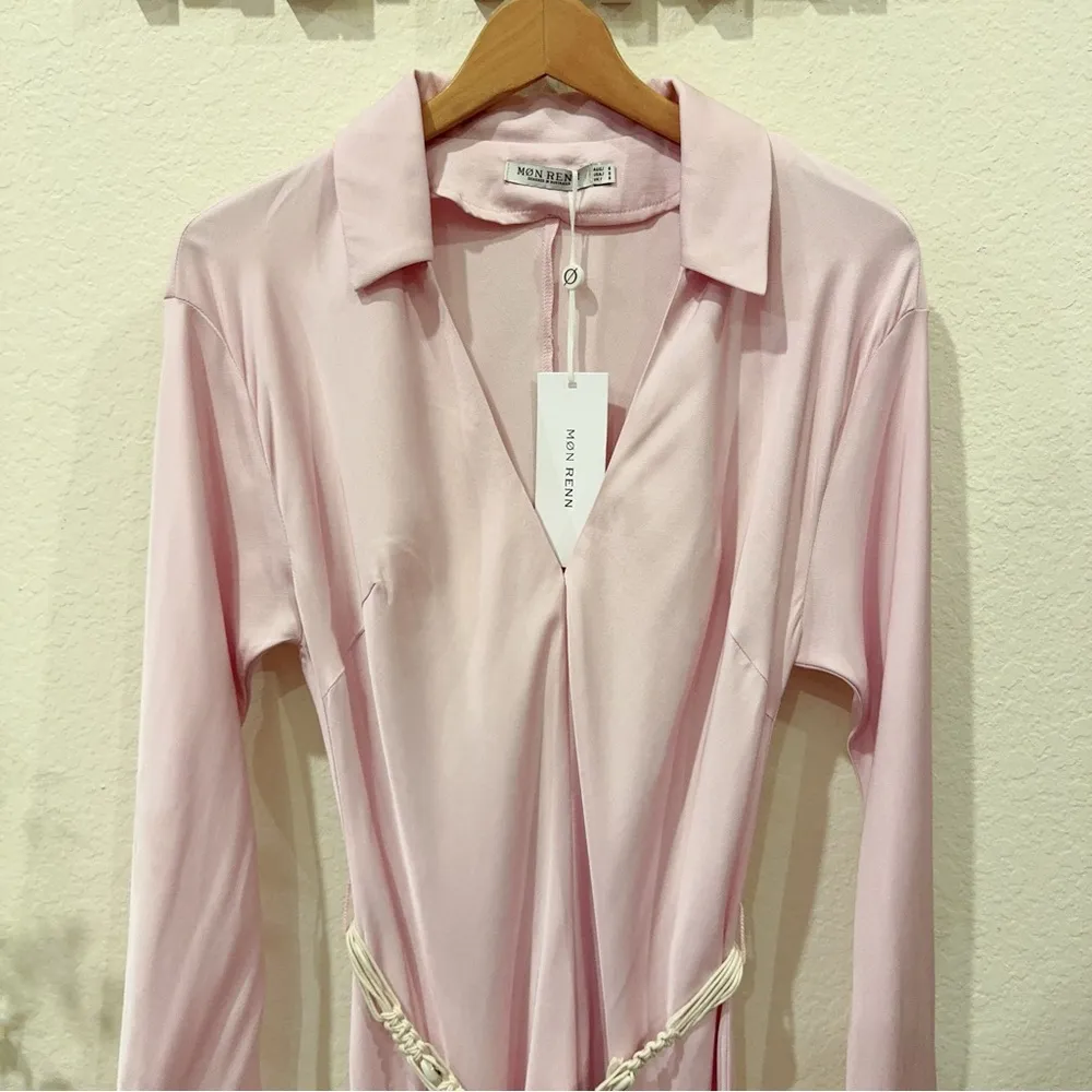 Mon Renn Hermosa Long Sleeve Midi Dress in Taro Purple Size Small NWT Pink - Image 3