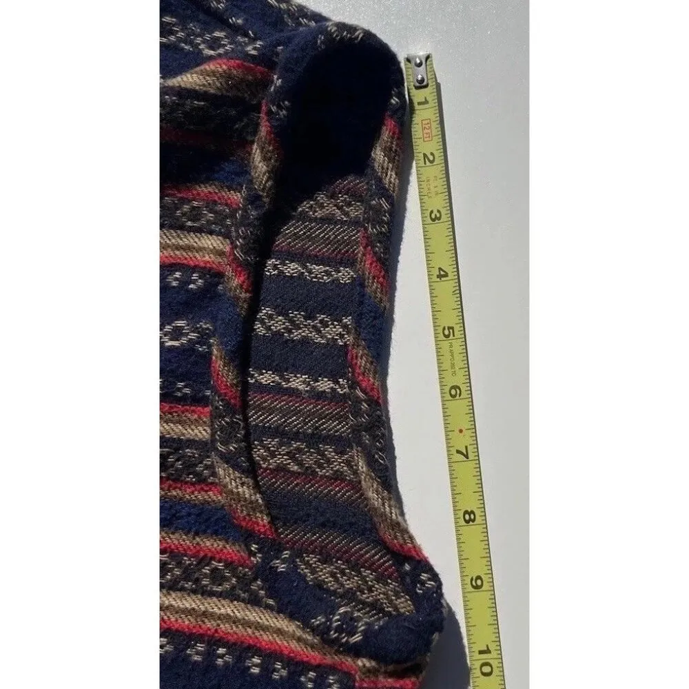 Vintage Skoozi Women’s Medium Blue Red White Stripes Aztec Tribal Vintage 90’s Orange - Image 7