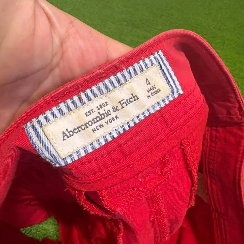 Vtg Y2K Abercrombie & Fitch Sz 4 Booty Mini Micro Shorts Chino Moose Logo Preppy - Image 6