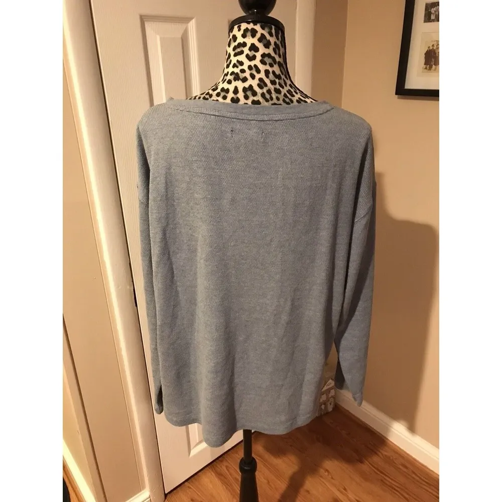 Chaps Lace Up Sweatshirt Women Blue Rugged Blue Size Large Cotton Blend G2 - Image 2