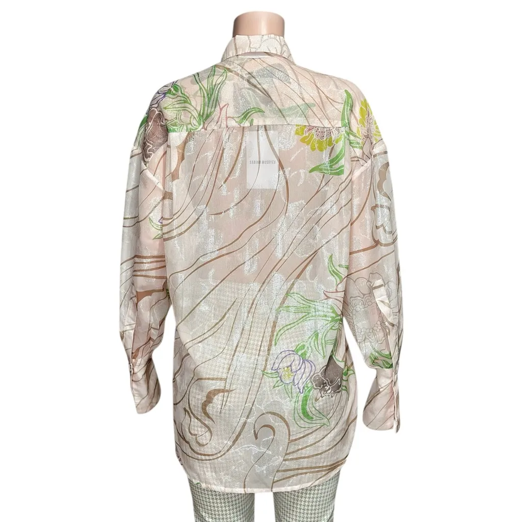 SABINA MUSAYEV Alexis Long Sleeve Top, Blush Print, XS Pink - Image 10