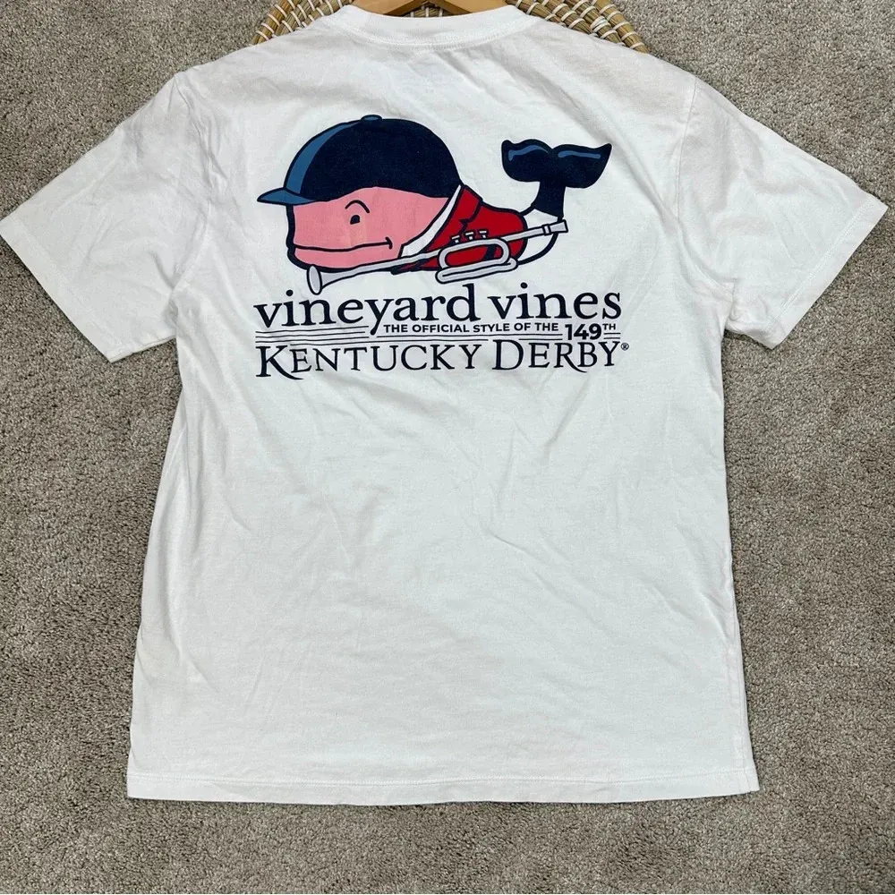 Vineyard Vines Women’s Kentucky Derby White Bugler Whale T-Shirt Size XS - Image 6