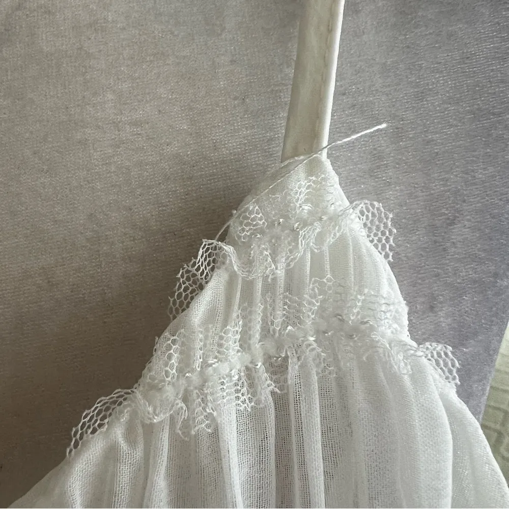 Dazy Dress Midi White Lace Sequin Tiered Sleeveless Pencil M Cocktail Party Glam Size M - Image 4