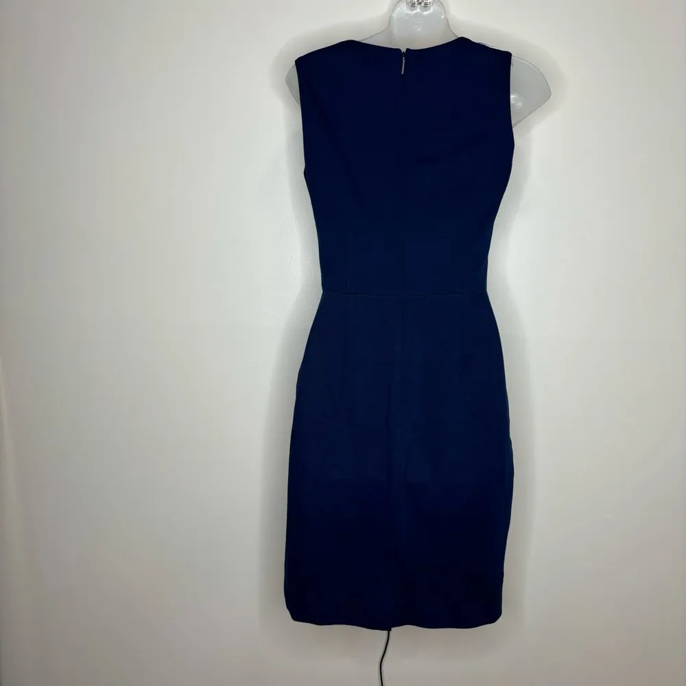 Jason Wu Collection Embroidered Floral Applique Navy Sleeveless Sheath Dress 2 - Image 3