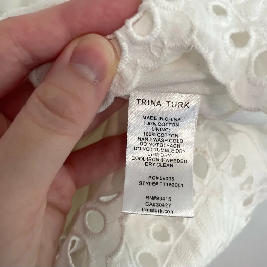 NEW NWT TRINA TRINA TURK Scallop Hem Eyelet Cropped Jumpsuit Cream Ivory ?? Boho - Image 12