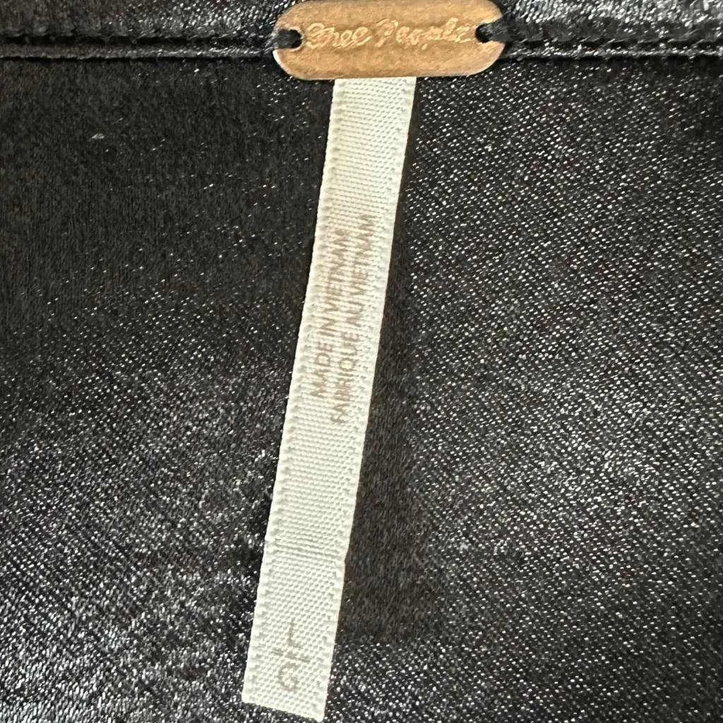 Free People Satin Witchy Shooting For The Moon Button Down Shirt Black Large - Image 13