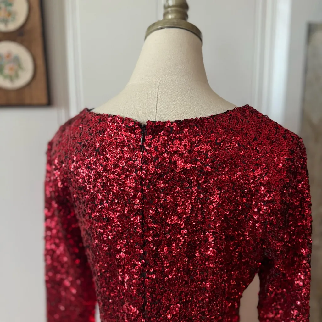 Metaphor Red Sequin Party Dress size Medium - Image 7