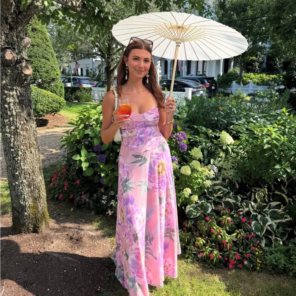 House of CB Seren Pink Floral Floral Lace Back Maxi Dress NWOT Size L D-DD - Image 16