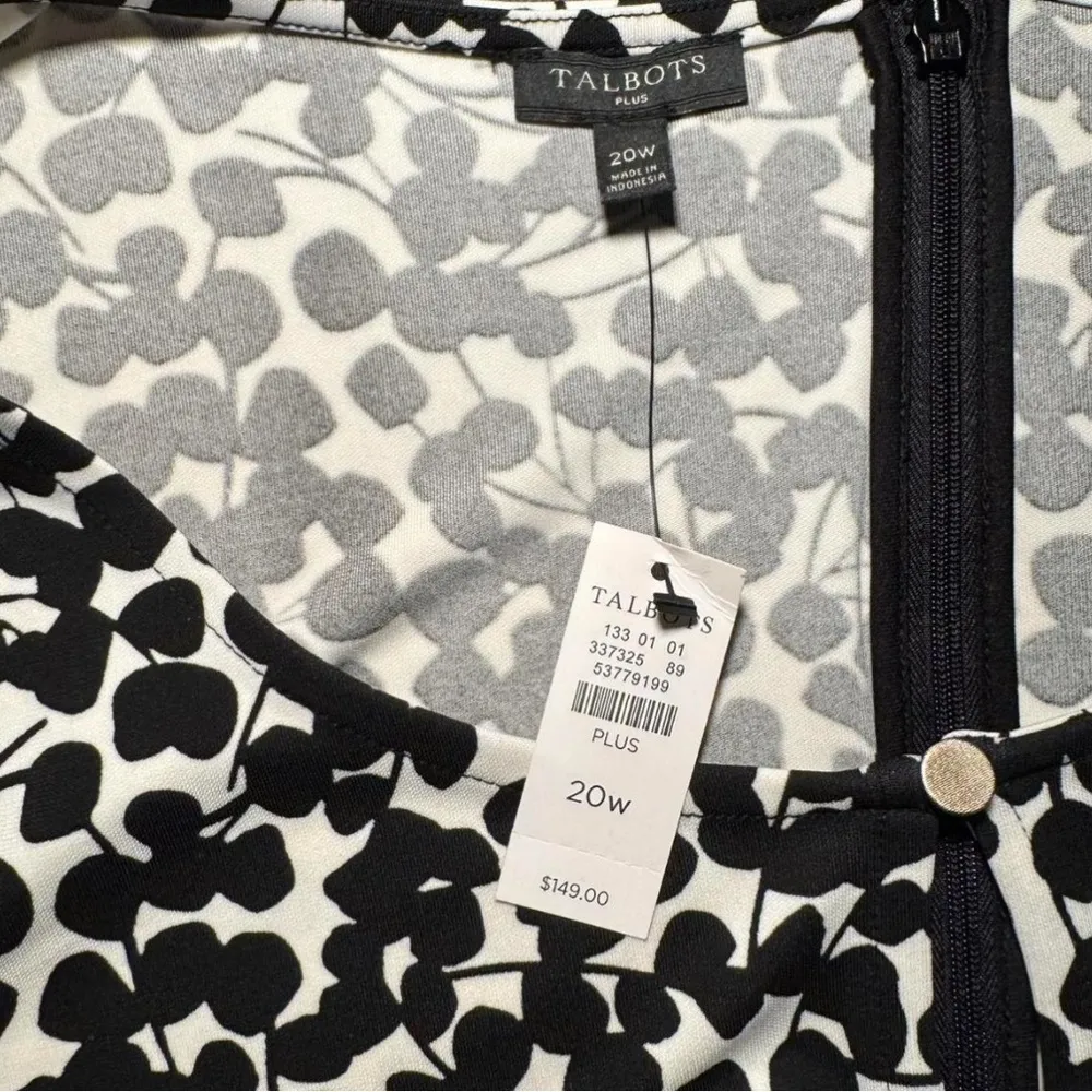 Talbots Black and White A-line Midi Dress with Flutter Sleeves - Image 3