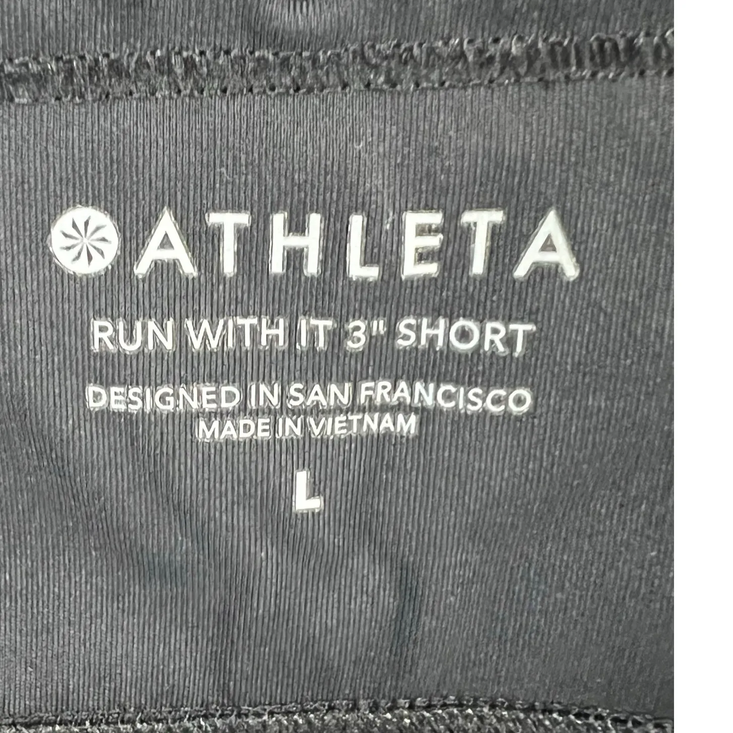 Athleta Run With It 3" Shorts Womens L Black Micro Animal Print Gym Athletic - Image 10
