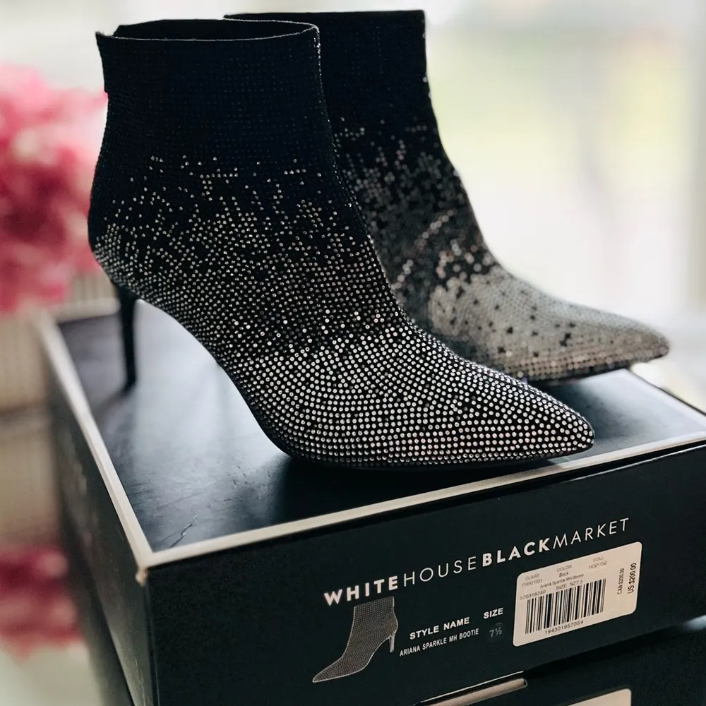White House Black Market Ariana Sparkle Mid Heel Bootie Size 7.5 - Image 4