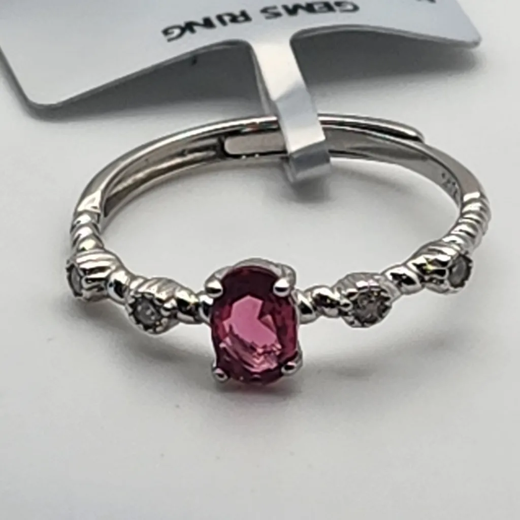 NWT Sterling Silver & Lab Created Ruby Adjustable Ring Red - Image 6