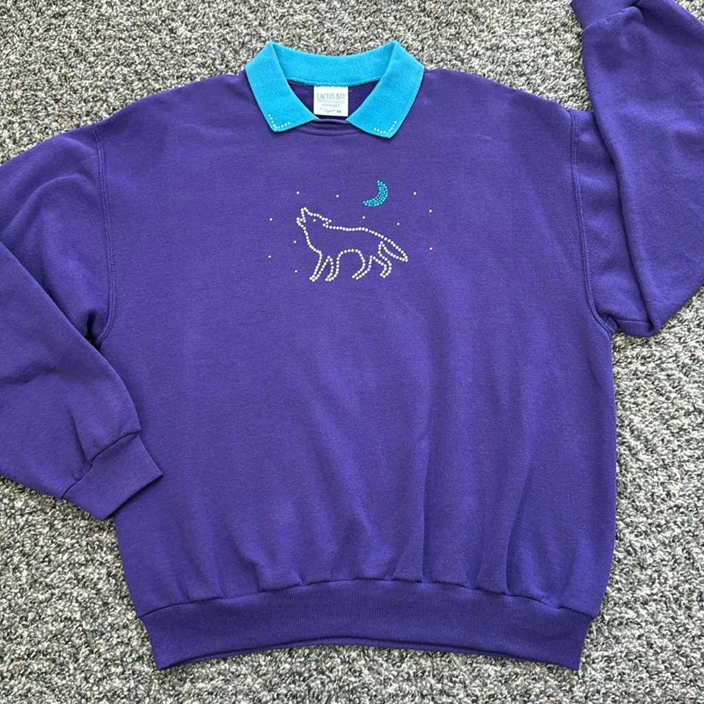 Vintage Cactus Bay Sweatshirt Purple Size M - Image 6