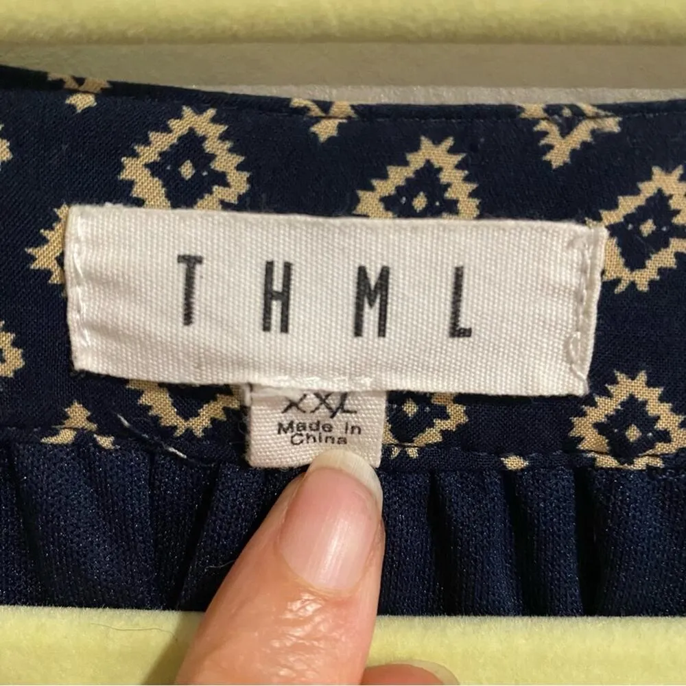 THML Navy Embroidered Faye Sleeveless Racerback  Mini Shift Dress Sz XXL - Image 5