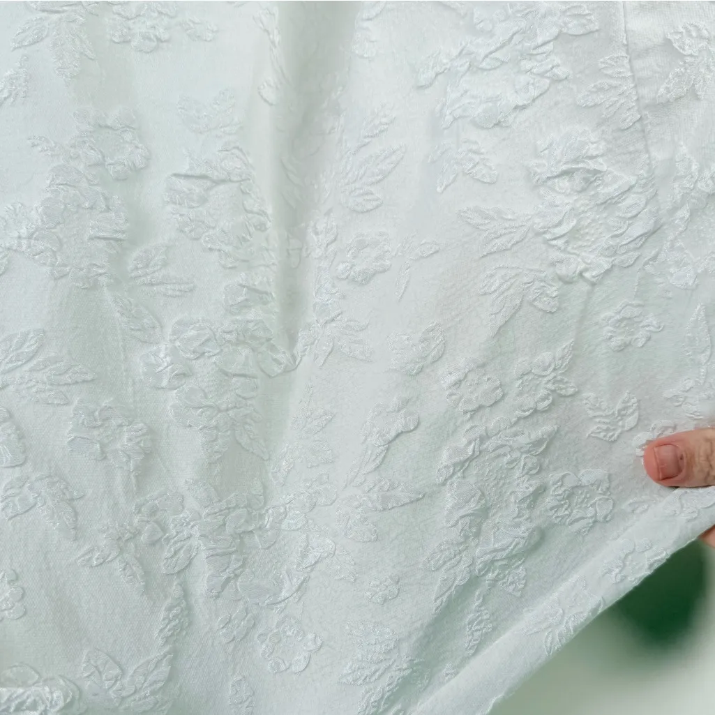 Madonna & Co White Floral Textured Blouse Romantic Statement Top Size XL - Image 4