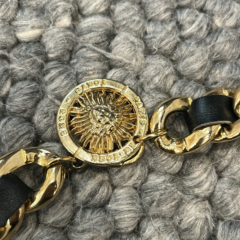 Non Signe Vintage Y2K Chunky Charm Belt Gold/Leather Ribboned Design Gold - Image 7