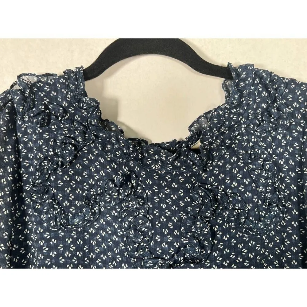 NWOT Free People Blue and White Nouveau Butterfly Polka Dot Dress Size 4 - Image 4