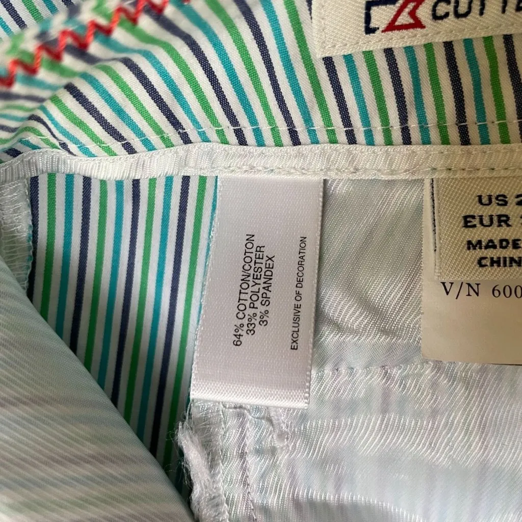 Cutter & Buck‎ Golf Shorts Womens 2 Green Purple Blue White Stripe Cotton Blend - Image 7