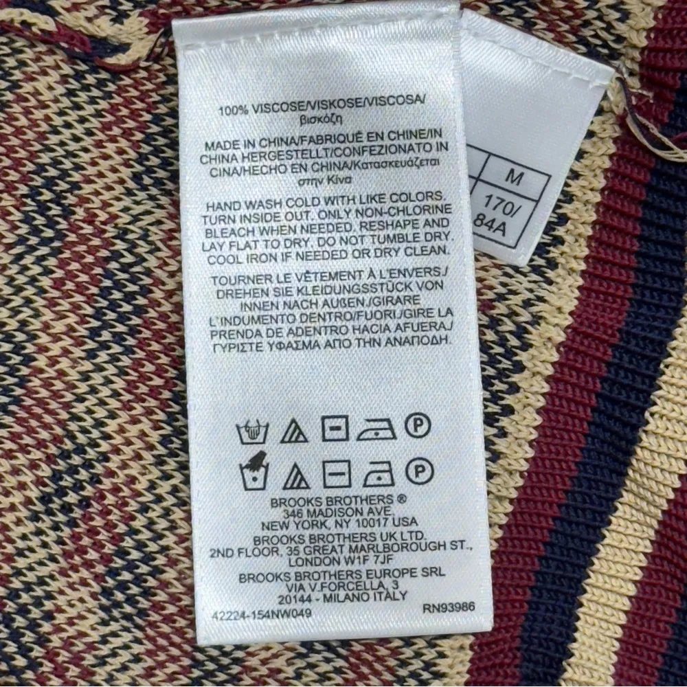 Brooks Brothers Women's Medium Geometric Patterned Cardigan Tan Black Burgandy - Image 12