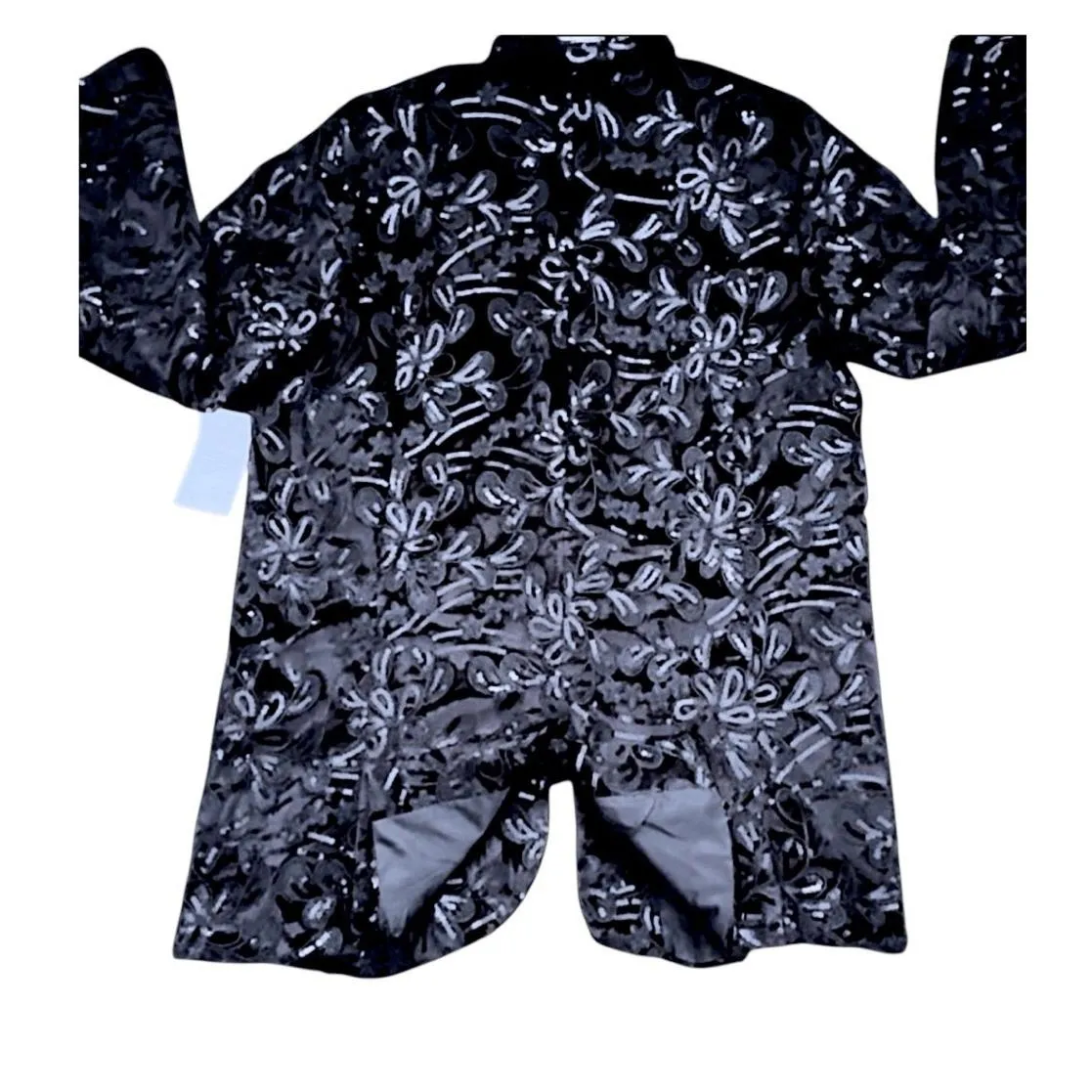 Roaman's Sequin Blazer Black Floral Statement Party Glam Plus Size 18W - Image 5