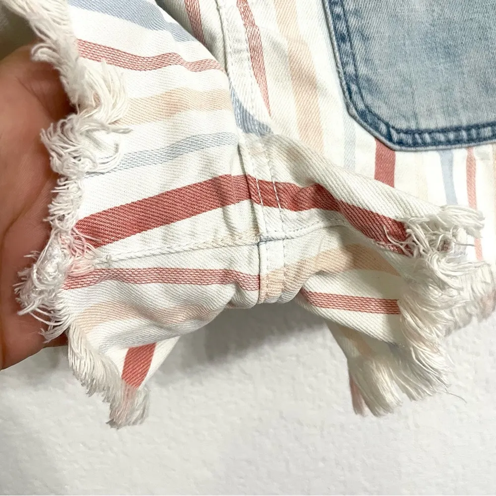 American Eagle Womens Shorts Mom Fit Multicolor Striped Frayed Hem Size 2 - Image 7