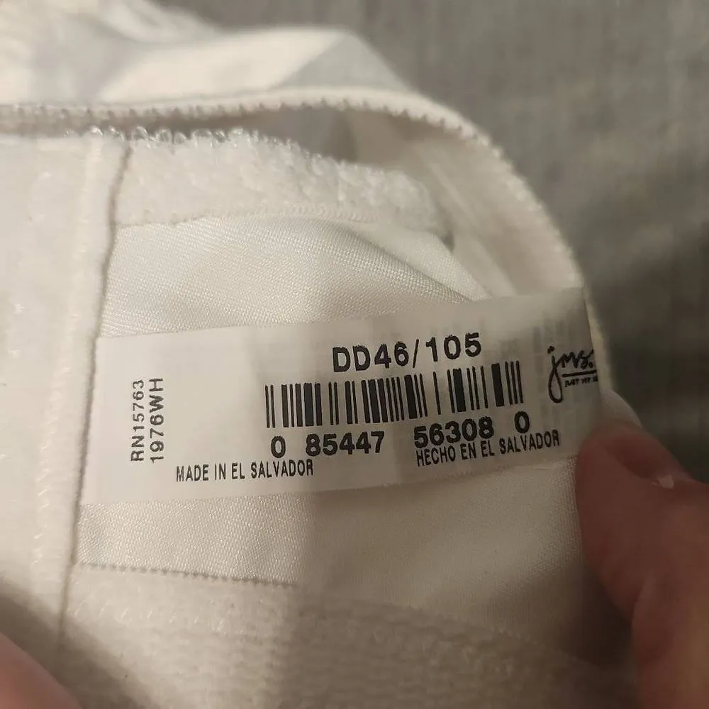 Just My Size JMS Satin Stretch Wirefree Bra 1960 White 46DD - Image 3