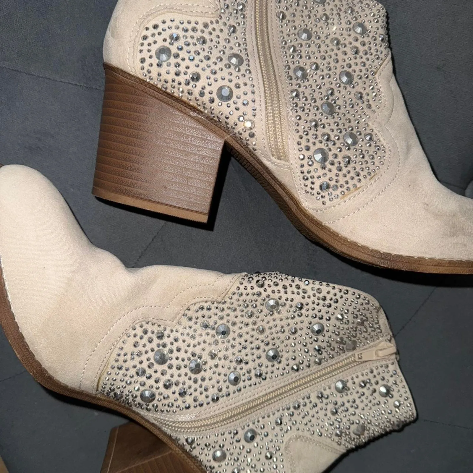 Cream and white suede ankle Tan Size 8 - Image 4