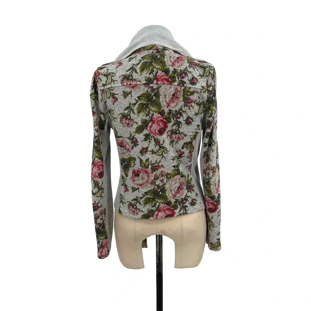 Anthropologie Saturday Sunday‎ Florascape Moto Jacket Sweatshirt Gray Size Small - Image 8