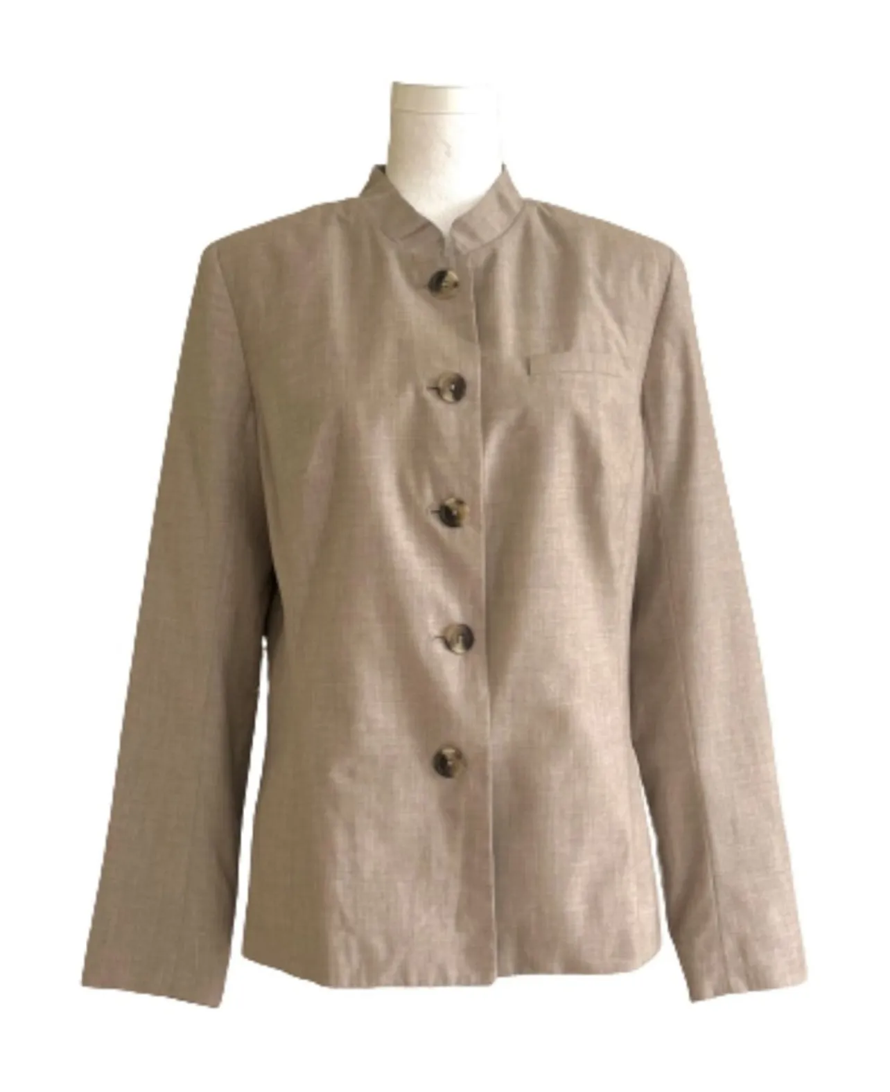 Isaac Mizrahi for Target Blazer Beige Button Front Long Sleeve Jacket Size 14 - Image 1