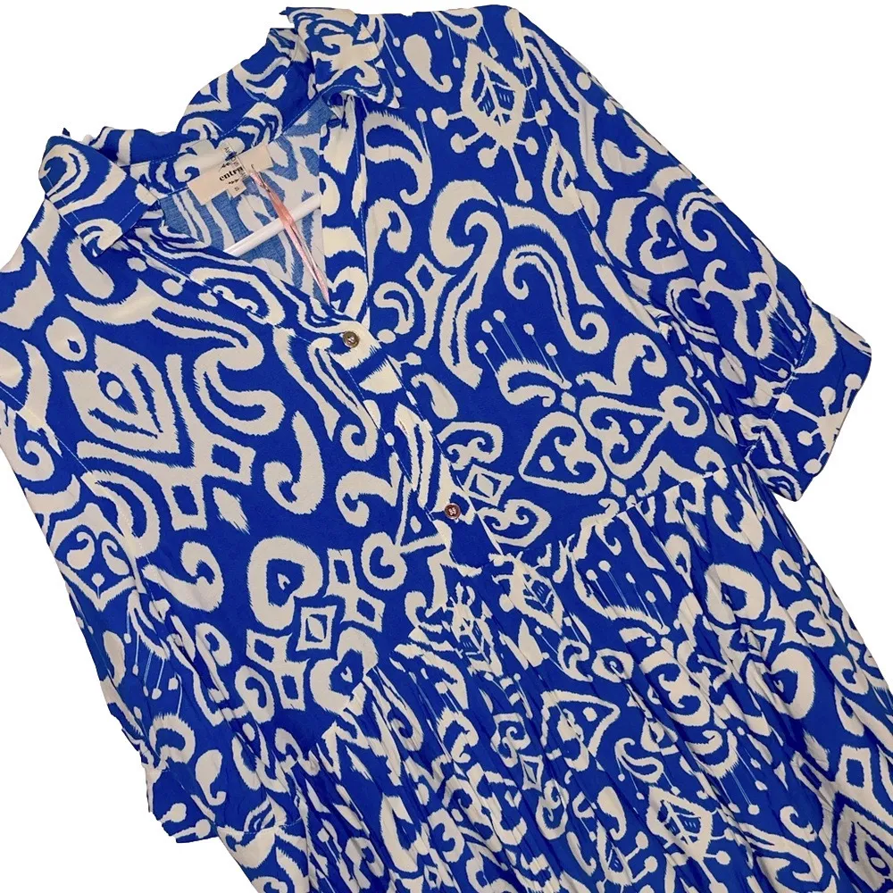 NWT ENTRO Midi Dress Women Small Airy Flowy Paisley Resort Coastal Beach Garden - Image 12