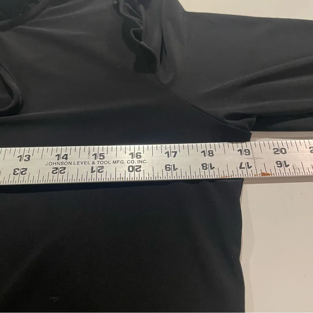 Anne Klein Black Blouse Long Sleeve Ruffle Neck Tie Women Small Stretch Romantic - Image 9