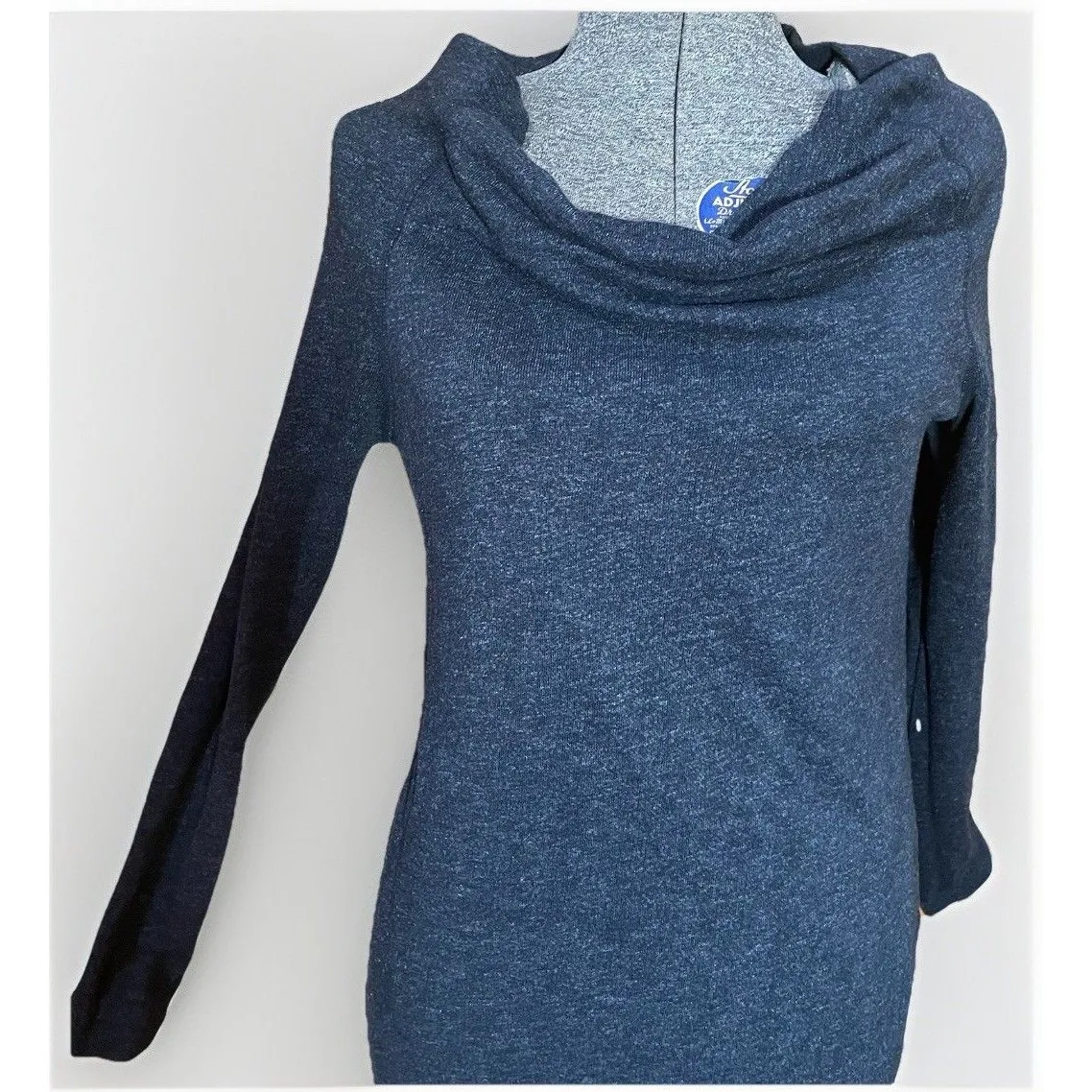 James Perse Dress Size l Black Cowl Neck Long Sleeve Knit Blend Stretch body con - Image 2