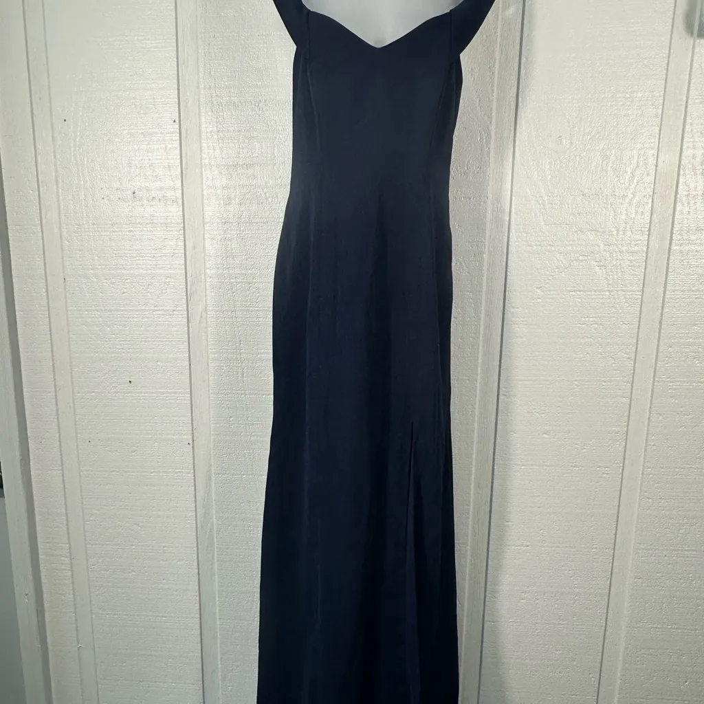 Dressy Collection By Vivian Diamond Navy Blue Off the Shoulder Dress Sz … - Image 3