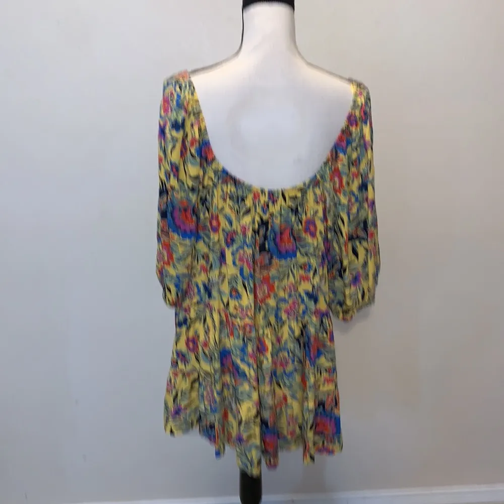 Terra & Sky NWT  yellow floral puff sleeve babydoll top - Image 6