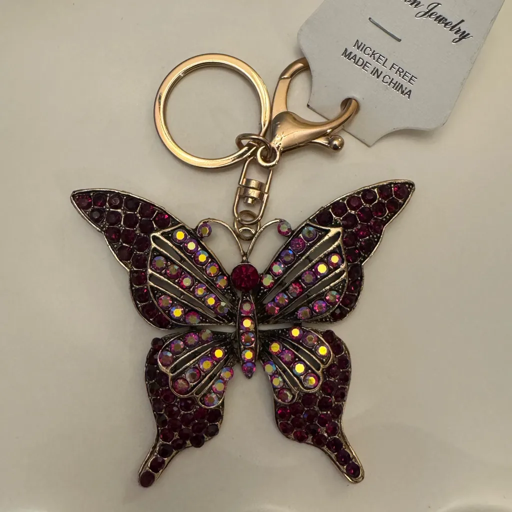 Gold Iridescent Butterfly Charm Keychain - Image 4