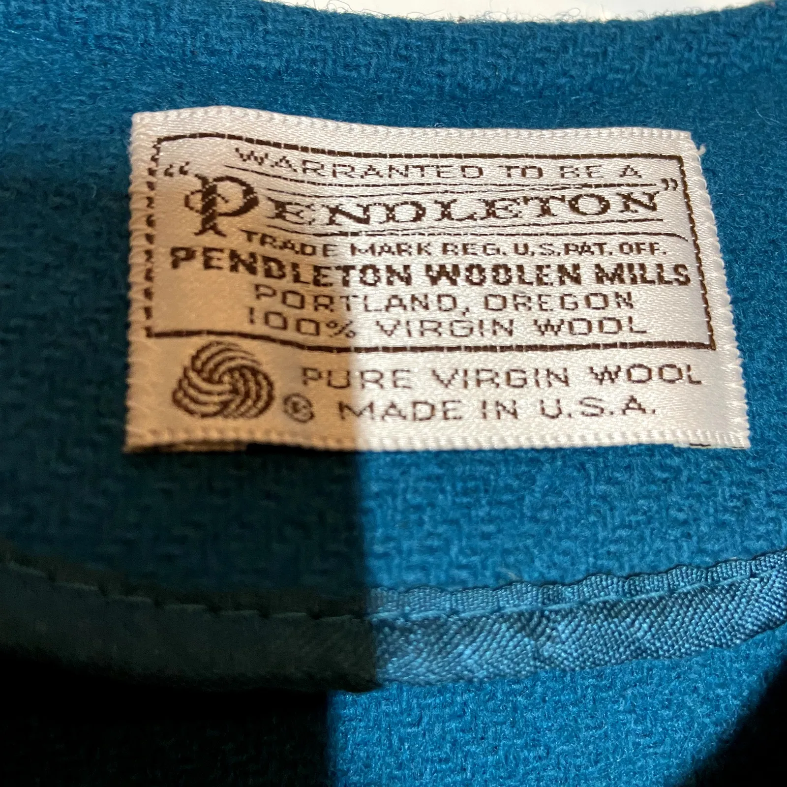 Pendleton Vintage 1950s 100% Pure Virgin Wool Blazer Cropped Teal Made in USA - Image 4