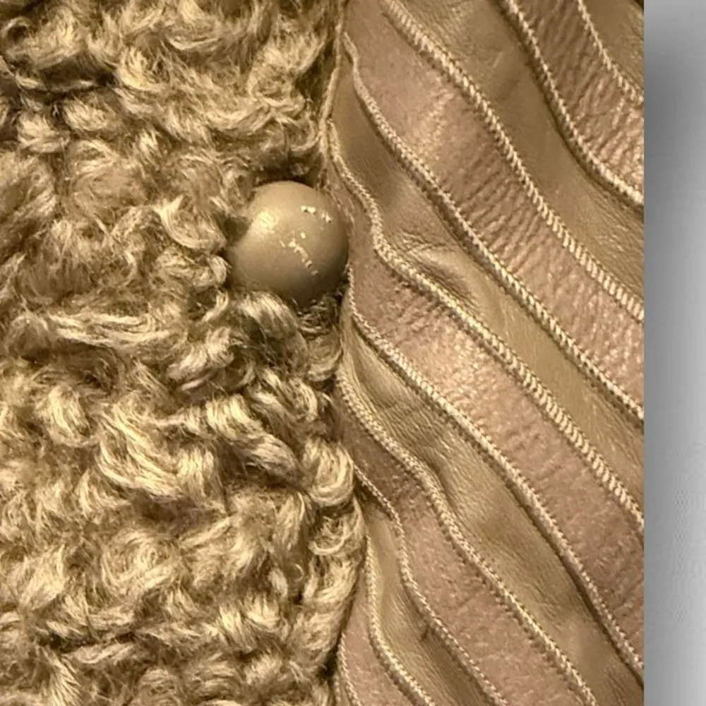 Vintage Valdanti Leather & Curly Sheep Fur Trench Coat‎ as is Gray Size undefined - Image 6