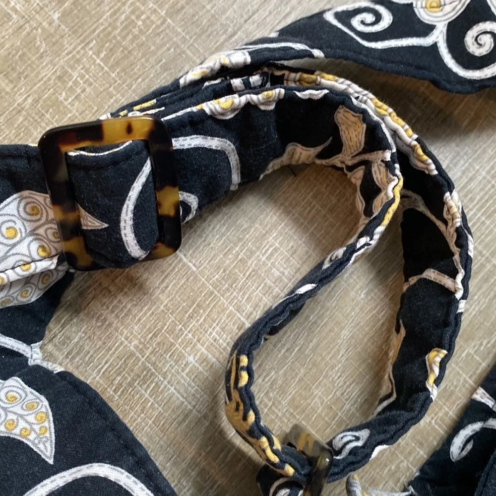 Vera Bradley Yellow Bird Crossbody Bag Black Medium Cotton Quilted Travel Purse - Image 11